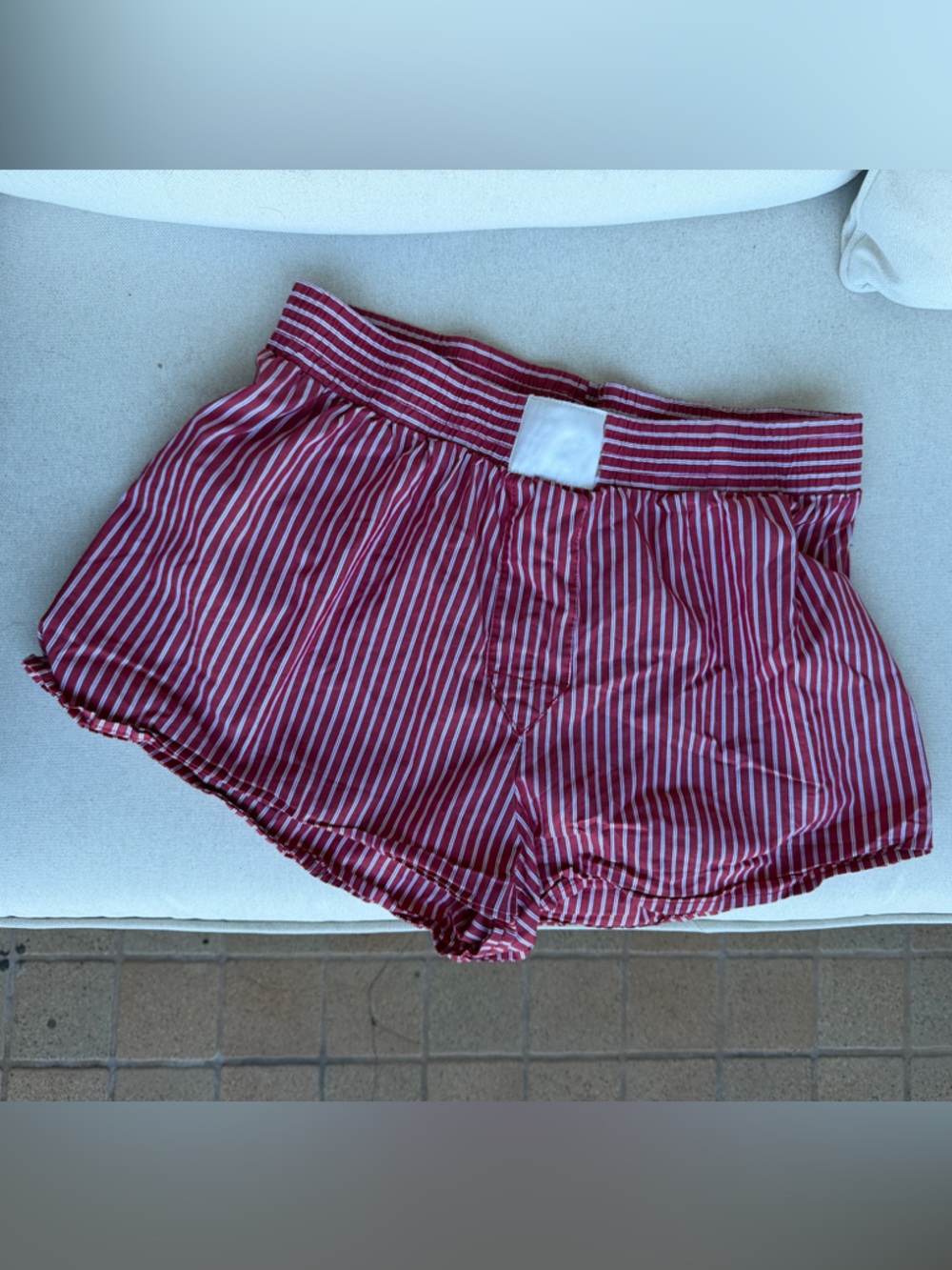 Lioness Red and White Striped Lounge Shorts